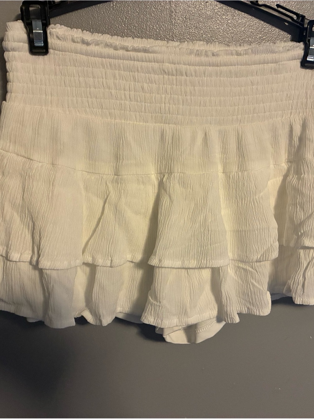 Aeropostale White Tiered Ruffle Mini Skirt